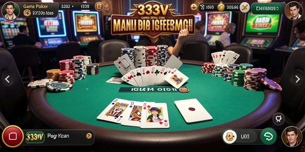 Screenshot utama 333V menampilkan gameplay yang menegangkan dalam Poker.