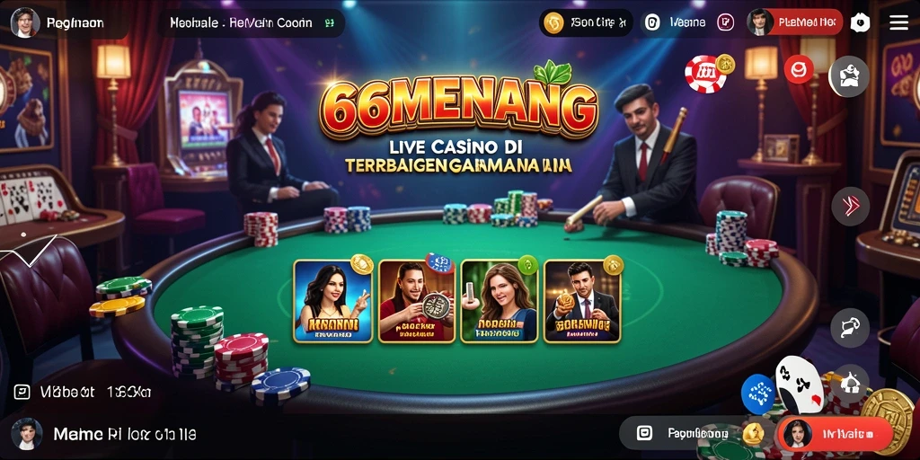Screenshot gameplay Live Casino 66MENANG menunjukkan dealer yang berinteraksi dengan pemain secara langsung.