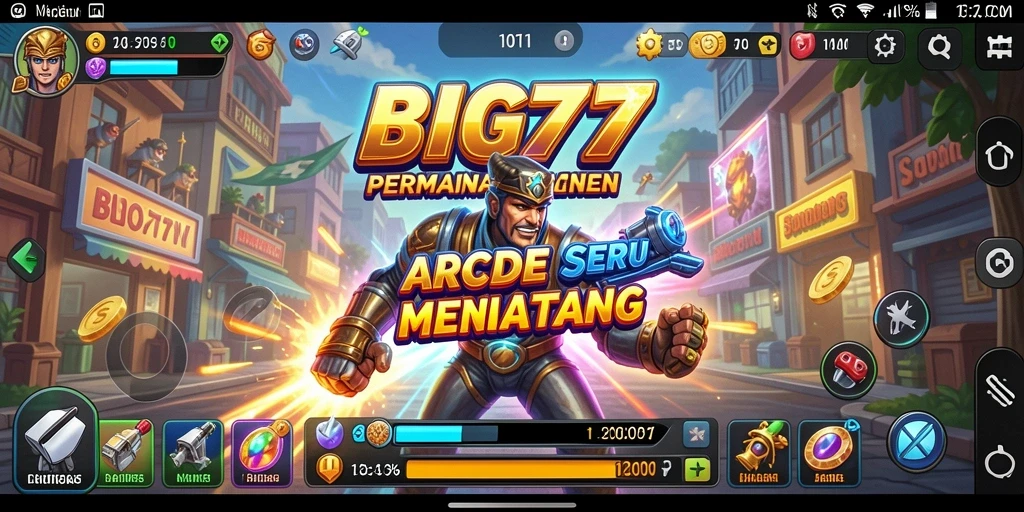 Tampilan gameplay seru dari BIG77 yang menampilkan karakter dan aksi Arcade.