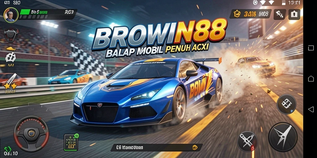 Tampilan gameplay intens dengan aksi balap yang seru.