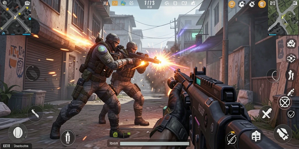 Tampilan gameplay yang mendebarkan dari D73 di tengah pertempuran FPS.