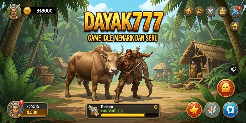 Screenshot menunjukkan gameplay santai dan interaktif DAYAK777.