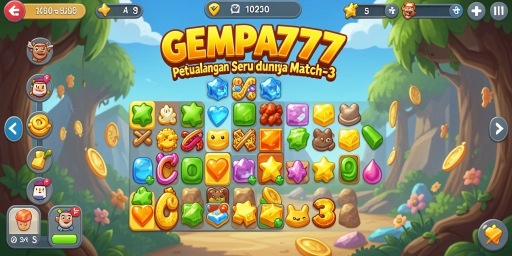 Tampilan gameplay GEMPA777 yang menarik di dunia Match-3.