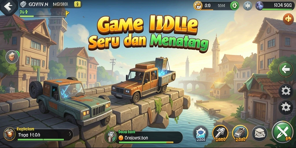 Tampilan gameplay GOWIN dengan grafik yang cerah dan karakter yang lucu.