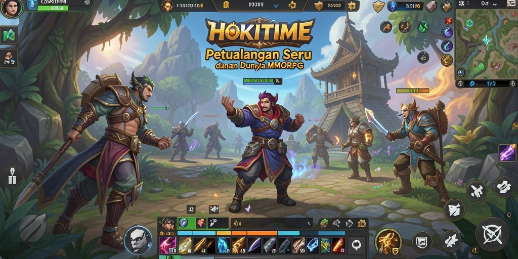 Tampilan gameplay HOKITIME yang penuh aksi dan strategi dalam dunia MMORPG.