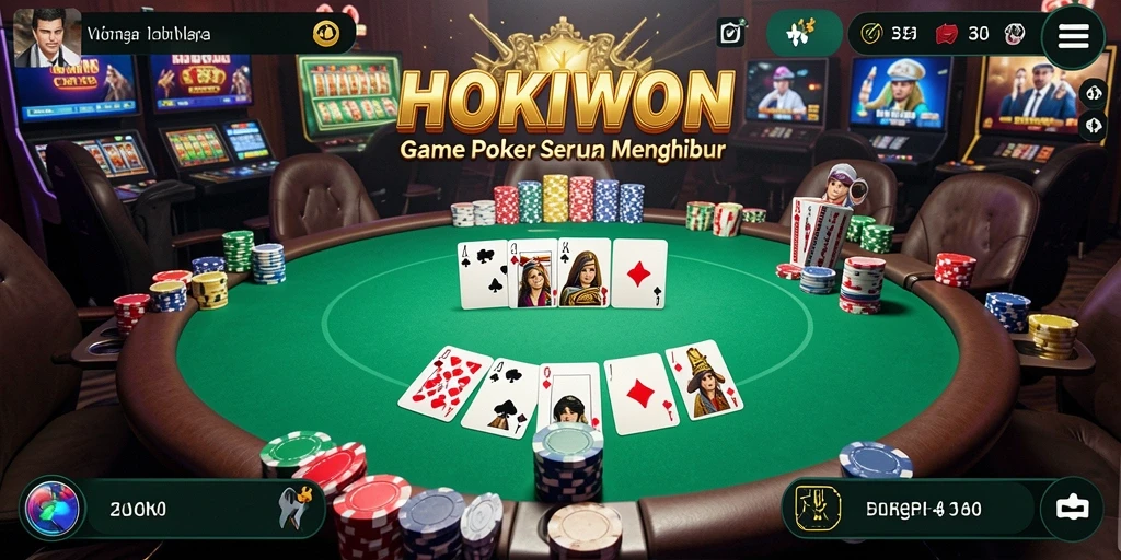 Screenshot HOKIWON menunjukkan aksi seru permainan Poker.