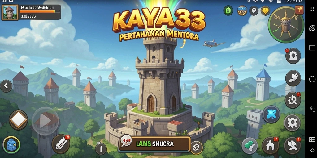 Tangkapan layar gameplay menampilkan serangan menara yang menegangkan di KAYA33.