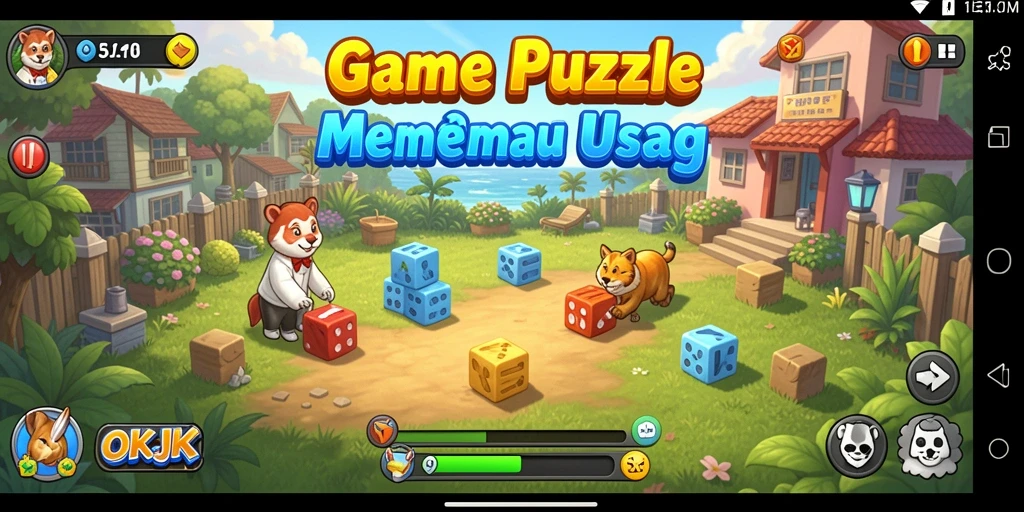 Screenshot gameplay OKJK menampilkan tantangan puzzle yang menarik.