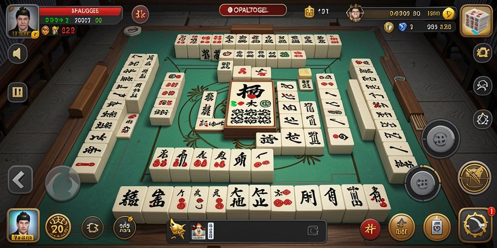 Tampilan game OPALTOGEL yang menarik dengan ubin Mahjong yang memukau.