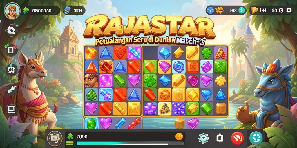 Gameplay seru dan menantang di RAJASTAR, nikmati keseruan Match-3.