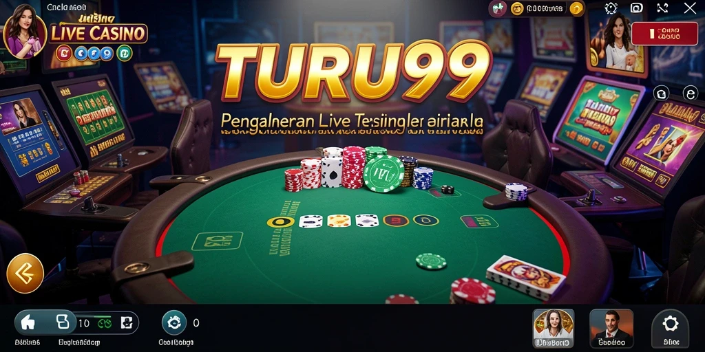 Screenshot TURU99 menampilkan dealer langsung dan gameplay yang seru.